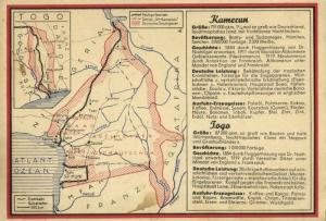 german west africa, Cameroon Togo, Map Postcard (1919)