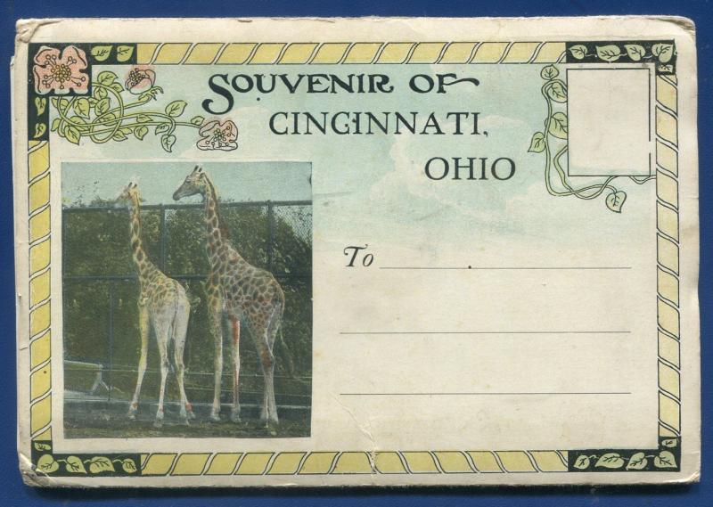 Cincinnati Ohio oh 26 views zoo Incline Railway street views postcard folder #1