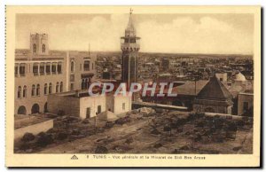 Old Postcard Tunis general view and the minaret of Sidi Ben Arous