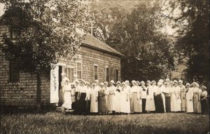 Canaan CT Connecticut Group of Women at Bldg c1910 Real Photo Postcard