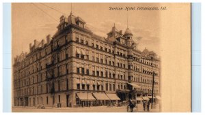 1909 Denison Hotel Building Street View Indianapolis Indiana IN Antique Postcard 