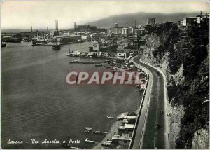 Postcard Modern Savona Via Aurelia e Porto