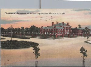 Postcard Torresdale Boulevard and Elkins Memorial Philadelphia PA 1909