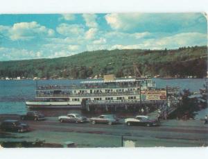 Pre-1980 CARS AT MOUNT WASHINGTON TOURIST BOAT Alton Bay - Near Laconia NH E6419