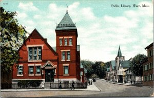 Postcard Public Library in Ware, Massachusetts~132840