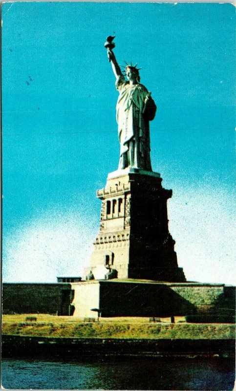 Statue Liberty Island New York City Harbor NYC NY Postcard Cancel PM WOB Note 