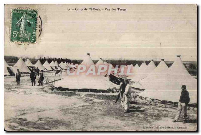 Old Postcard Army Camp Chalons Tents View