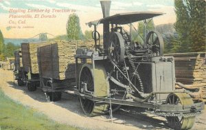 Postcard 1908 California El Dorado Hauling lumber Placerville Atchison 23-13703