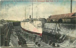 New Hampshire Spanish War Dry Dock Navy Yard Leighton 1906 Postcard 22-3181