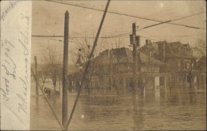 1907 Flood Wheeling Island Real Photo Postcard Martins Ferry Cancel