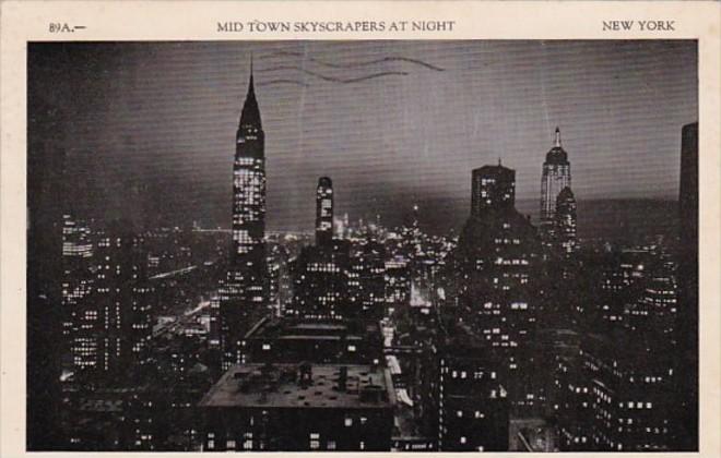New York City Midtown Skyscrapers At Night 1938