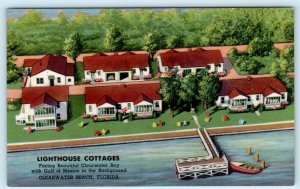 CLEARWATER BEACH, Florida FL ~ Roadside LIGHTHOUSE COTTAGES c1950s Postcard