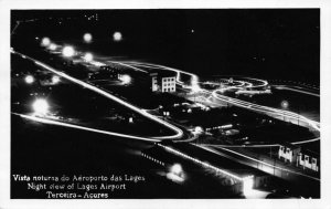 Real Photo Postcard Night View of Lages Airport Terceira - Acores~121914