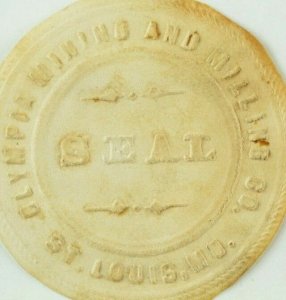 1880's-90's Olympia Mining & Milling Co, St. Louis, MO Embossed Die Cut Seal F92