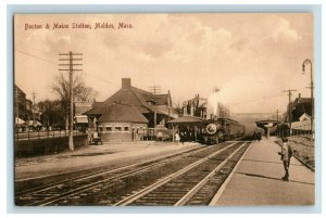 C.1910 Boston & Maine Train Station, Malden, Mass. Postcard P175 