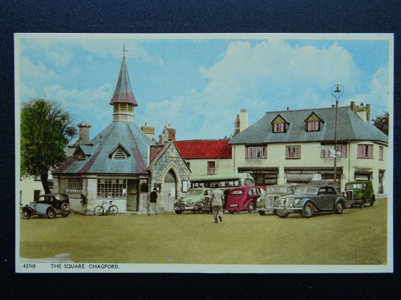 Devon CHAGFORD The Square & COLLINS OUTFITTERS & DRAPER SHOP c1950s Postcard