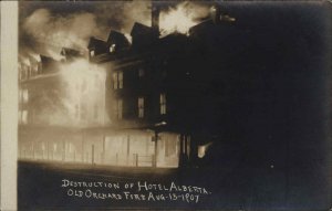 Old Orchard Beach Maine ME Fire Hotel Alberta Disaster c1907 Real Photo Postcard