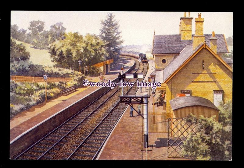 ry1677 - 1st Train of the Day at Arley Station. Artist - Mike Turner - postcard 