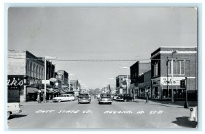 c1960's East State Street Algona Iowa IA Vintage Classic Car RPPC Photo Postcard 