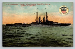 USS Florida BB-30 Dreadnought Battleship Postcard 1911 O. E. Muller Valentine