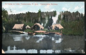 h1455 - LAKE TEMISCOUATA Quebec Postcard 1907 Camping. Canoes