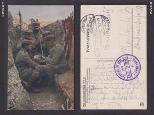 Vintage postcard GERMANY WWI - Game in Trenches - Feldpost Ldwr. Inf. Rgt. 109