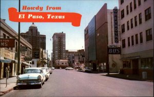 El Paso Texas TX Classic 1950s Cars Chrome Vintage Postcard
