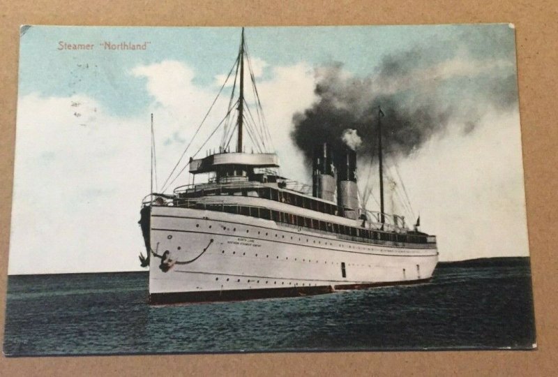 VINTAGE .01 1901? USED POSTCARD STEAMER NORTHLAND MADE IN GERMANY