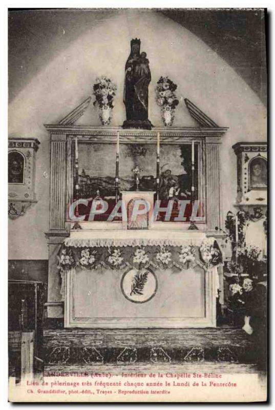 Old Postcard Landreville Interieur de la Chapelle Ste Beline Place Of Pilgrim...