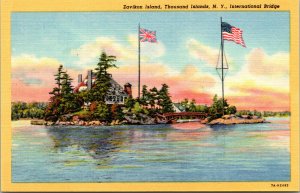 Vtg Zavikon Island International Bridge Thousand Islands New York NY Postcard