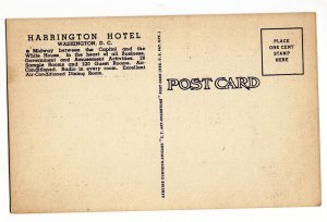 P3209 vintage postcard hotel harrington old cars etc street view washington D.C.