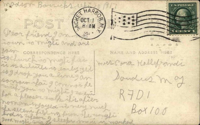 Sackets Harbor Madison Barracks NY Parade Ground c1915 Real Photo Postcard