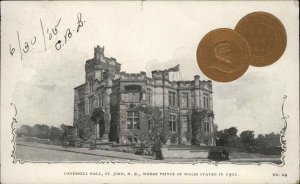 St. John New Brunswick NB Caverhill Hall Embossed Coins c1905 Vintage Postcard