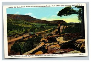 Vintage 1940's Postcard Old Battle Field Ruins of Indian Spanish Trading Post NM