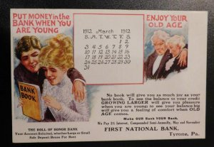 Mint USA Advertising Postcard First National Bank Tyrone PA US Depository