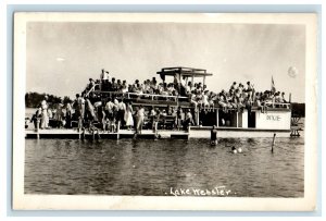 c1940's Lake Webster Ferry Boat Indiana IN RPPC Photo Unposted Vintage Postcard