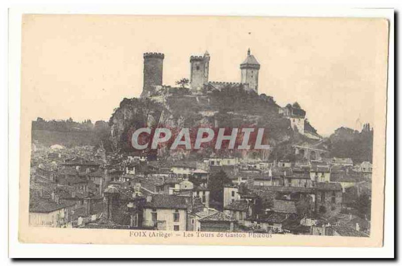 Foix Old Postcard Towers Gaston Phoebus