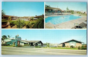 Anaheim California Postcard Lamplighter Motel Exterior Multi View c1960 Vintage