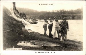 Moncton NB Fishing Exaggeration Real Photo Postcard