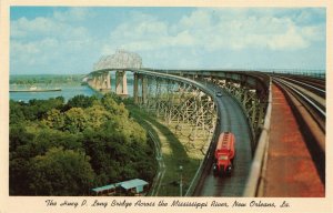 C.1930s Huey P. Long Bridge Mississippi River, New Orleans, La. Postcard 2T5-103