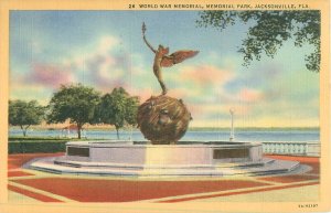 Jacksonville, Florida World War Memorial Linen Postmarked 1945