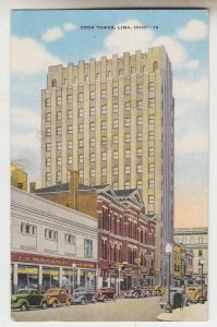 P2586 1949 postcard woolworth co store old cars etc cook tower lima ohio