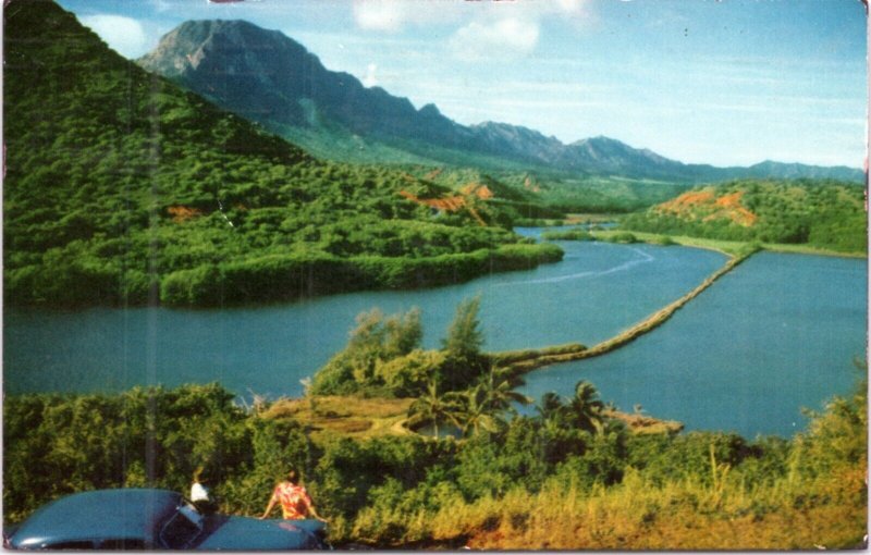 Postcard Hawaii Menehune Fish Pond on Kauai  --  posted 5/5/55