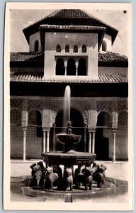 Granada Spain 1920-30s RPPC Real Photo Postcard Alhambra Lion Fountain