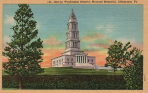 Vintage Postcard 1930s George Washington Masonic National Memorial Alexandria VA