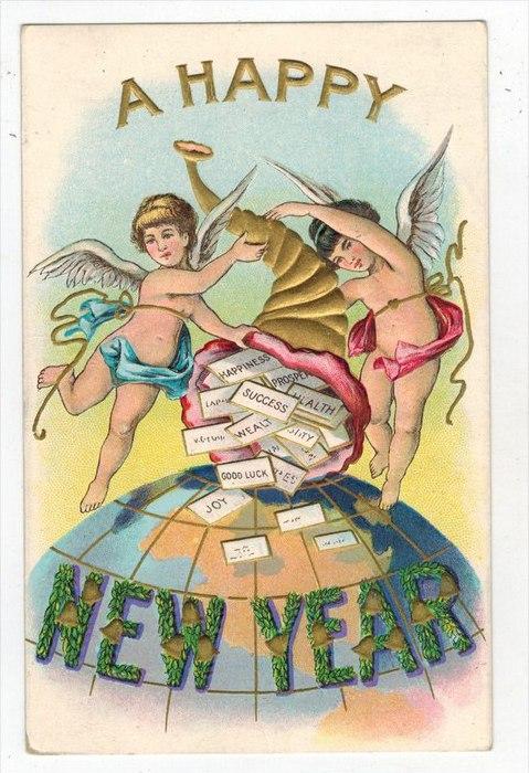 1805  New Year Angels, Globe, Notes in Cornacopia
