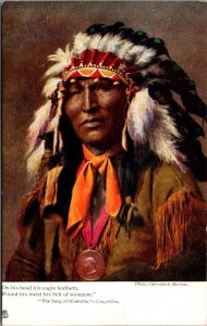 Postcard The Song of Hiawatha Longfellow Indian Chief