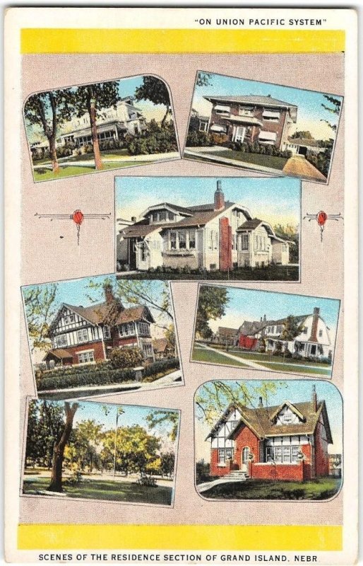 Union Pacific Railroad GRAND ISLAND Nebraska Houses 1930s Vintage Postcard