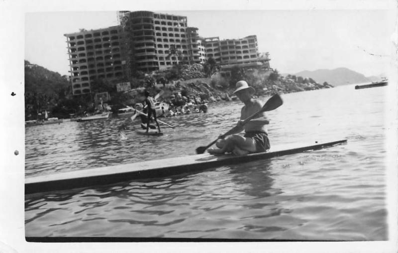 Acapulco Mexico Paddle Boating Real Photo Antique Postcard K29214