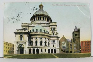 Boston Mass New Christian Science Church c1907 to Cleveland OH Postcard L11